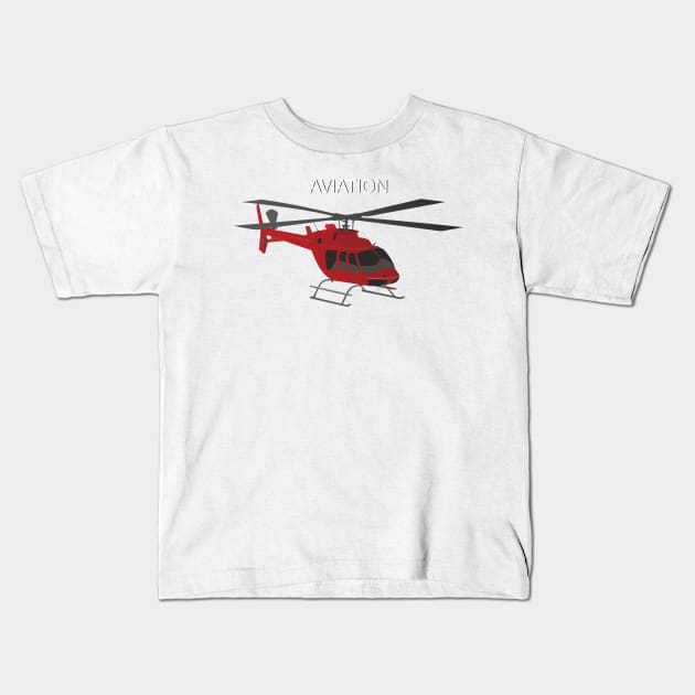 Red Vector Helicopter Kids T-Shirt by NorseTech